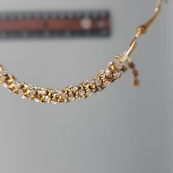 Goldtone Rhinestone Large Hoop Earrings - Picture 8 of 10